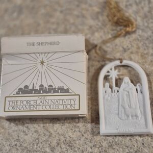 Avon White Porcelain Nativity Ornament
